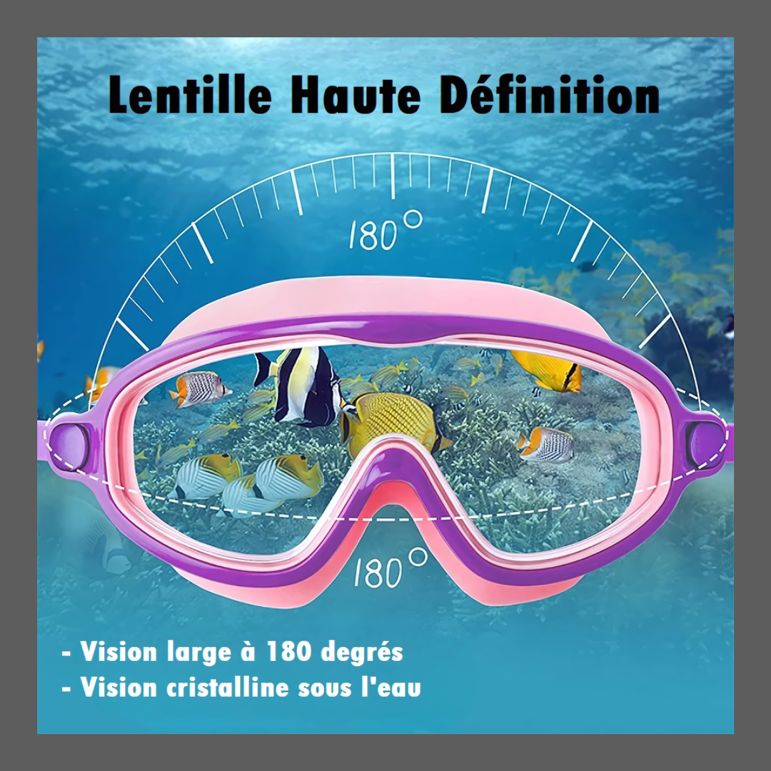 Lunettes de natation étanches et anti-buée à grand cadre HD