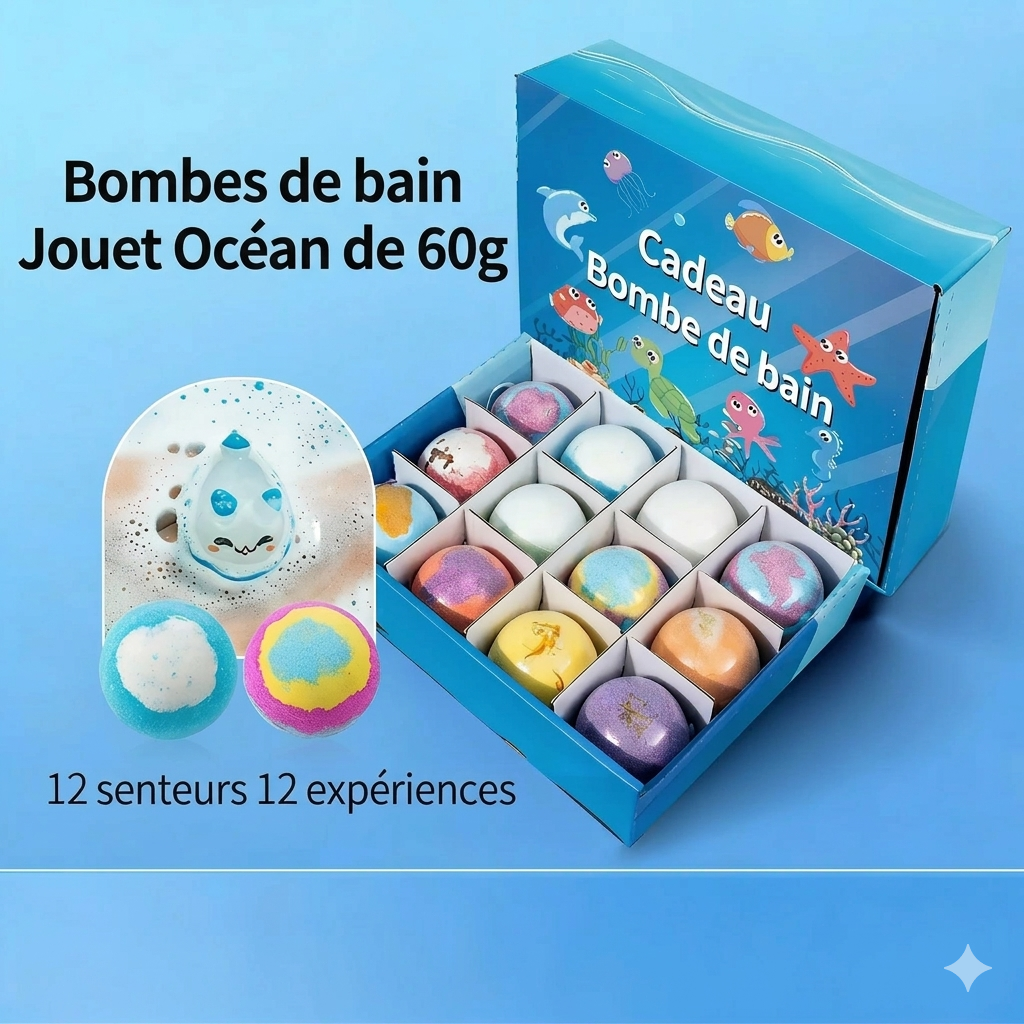 Coffret Bombes de Bain Surprise BulleMagique — 12 pcs avec jouet caché