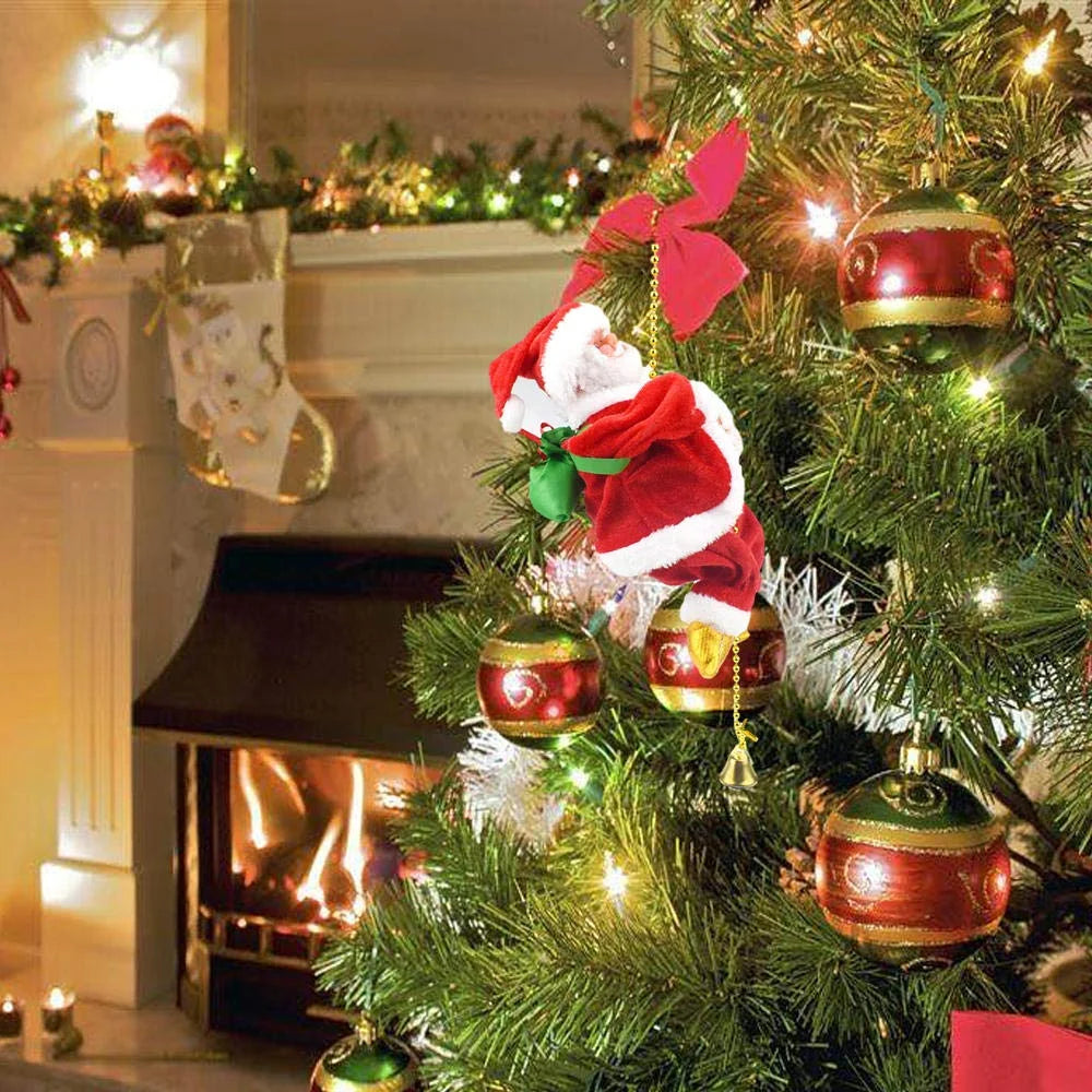 Jouets musicaux électriques du Père Noël grimpant à la cheminée